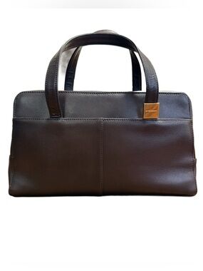 Burberry Chocolate Brown Leather Handbag with interior Nova Check lining